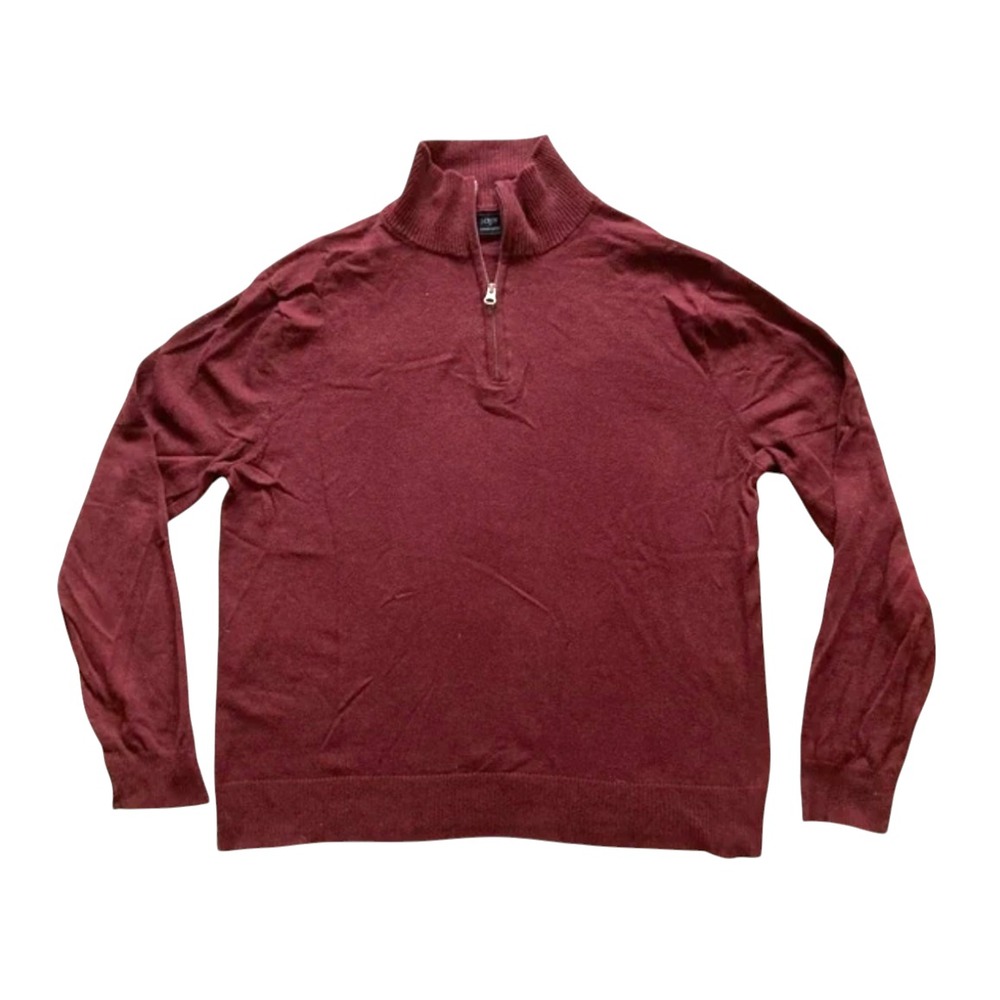 J. CREW Harbor Cotton 1/4 ZIP POLO SWEATER Merino Wool Blend RUSTY MAROON sz S